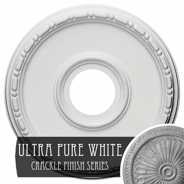 Ekena Millwork Medea Medallion (Canopies up to 5 3/8"), 16 1/2"OD x 3 7/8"ID x 1 1/2"P, Ultra Pure White Crackle CM16MEUWC - main